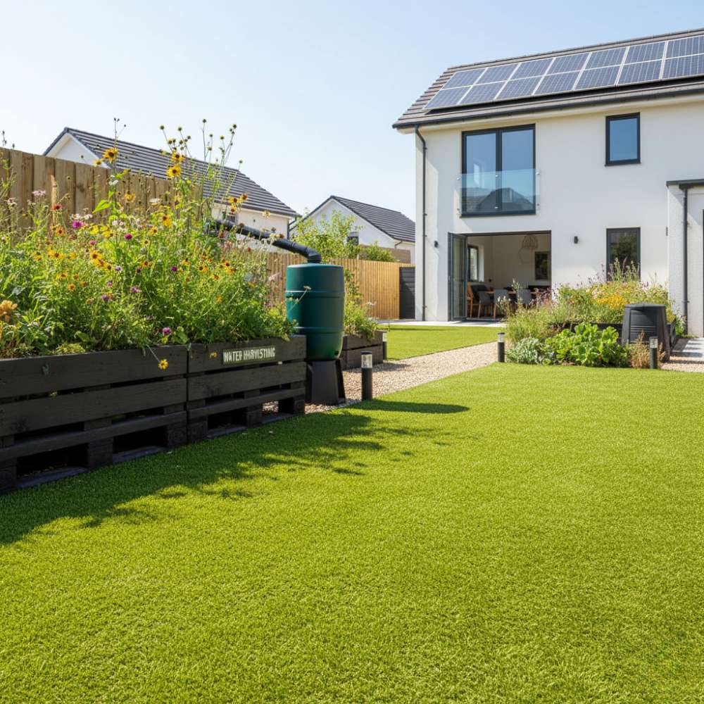 image of artificial grass back garden